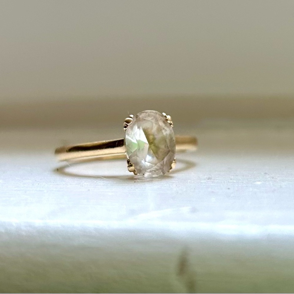 Lab-Created 1.5 Carat White Sapphire Yg Ring - image 5